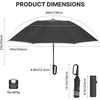 image:imageG4Free 46inch Ring Buckle Umbrella Inverted Design with Carabiner Handle Compact Travel Umbrella with Reflective Strip Automatic Windproof for RainBlack