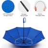 image:imageG4Free 46inch Ring Buckle Umbrella Inverted Design with Carabiner Handle Compact Travel Umbrella with Reflective Strip Automatic Windproof for RainBlue