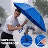 image:imageG4Free 46inch Ring Buckle Umbrella Inverted Design with Carabiner Handle Compact Travel Umbrella with Reflective Strip Automatic Windproof for RainBlue
