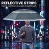 image:imageG4Free 46inch Ring Buckle Umbrella Inverted Design with Carabiner Handle Compact Travel Umbrella with Reflective Strip Automatic Windproof for RainGrey