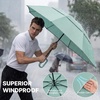 image:imageG4Free 46inch Ring Buckle Umbrella Inverted Design with Carabiner Handle Compact Travel Umbrella with Reflective Strip Automatic Windproof for RainGreen