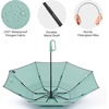 image:imageG4Free 46inch Ring Buckle Umbrella Inverted Design with Carabiner Handle Compact Travel Umbrella with Reflective Strip Automatic Windproof for RainGreen