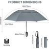 image:imageG4Free 46inch Ring Buckle Umbrella Inverted Design with Carabiner Handle Compact Travel Umbrella with Reflective Strip Automatic Windproof for RainGrey