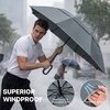 image:imageG4Free 46inch Ring Buckle Umbrella Inverted Design with Carabiner Handle Compact Travel Umbrella with Reflective Strip Automatic Windproof for RainGrey