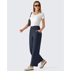 image:imageG4Free BareFeel 78 Length Wide Leg Yoga Pants for Women with Pockets High Stretch Waist Copped Pants CasualDark Navy