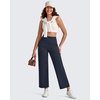 image:imageG4Free BareFeel 78 Length Wide Leg Yoga Pants for Women with Pockets High Stretch Waist Copped Pants CasualDark Navy
