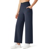 image:imageG4Free BareFeel 78 Length Wide Leg Yoga Pants for Women with Pockets High Stretch Waist Copped Pants CasualDark Navy