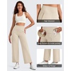 image:imageG4Free BareFeel 78 Length Wide Leg Yoga Pants for Women with Pockets High Stretch Waist Copped Pants CasualLight Khaki