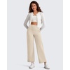 image:imageG4Free BareFeel 78 Length Wide Leg Yoga Pants for Women with Pockets High Stretch Waist Copped Pants CasualLight Khaki