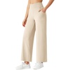 image:imageG4Free BareFeel 78 Length Wide Leg Yoga Pants for Women with Pockets High Stretch Waist Copped Pants CasualLight Khaki