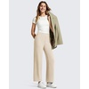 image:imageG4Free BareFeel 78 Length Wide Leg Yoga Pants for Women with Pockets High Stretch Waist Copped Pants CasualLight Khaki