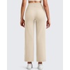 image:imageG4Free BareFeel 78 Length Wide Leg Yoga Pants for Women with Pockets High Stretch Waist Copped Pants CasualLight Khaki