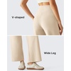 image:imageG4Free BareFeel 78 Length Wide Leg Yoga Pants for Women with Pockets High Stretch Waist Copped Pants CasualLight Khaki