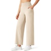 image:imageG4Free BareFeel 78 Length Wide Leg Yoga Pants for Women with Pockets High Stretch Waist Copped Pants CasualLight Khaki