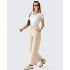 image:imageG4Free BareFeel 78 Length Wide Leg Yoga Pants for Women with Pockets High Stretch Waist Copped Pants CasualLight Khaki