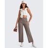 image:imageG4Free BareFeel 78 Length Wide Leg Yoga Pants for Women with Pockets High Stretch Waist Copped Pants CasualTaupe