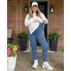 image:imageG4Free BareFeel Maternity Leggings with Pockets Over The Belly Stretchy Workout Yoga Pregnancy PantsBlue Gray