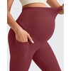 image:imageG4Free BareFeel Maternity Leggings with Pockets Over The Belly Stretchy Workout Yoga Pregnancy PantsRed