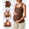 image:imageG4Free BareFeel Maternity Racerback Tank Tops with Built in Bra Ruched Sleeveless Square Neck Pregnancy Yoga Workout ShirtsDark Coffee