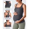 image:imageG4Free BareFeel Maternity Racerback Tank Tops with Built in Bra Ruched Sleeveless Square Neck Pregnancy Yoga Workout ShirtsDark Gray