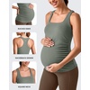 image:imageG4Free BareFeel Maternity Racerback Tank Tops with Built in Bra Ruched Sleeveless Square Neck Pregnancy Yoga Workout ShirtsGray Sage