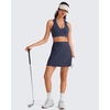image:imageG4Free BareFeel Polo Collared Padded Sports Bra for Women V Neck Racerback Tennis Golf Tank TopsDark Navy
