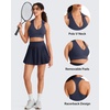 image:imageG4Free BareFeel Polo Collared Padded Sports Bra for Women V Neck Racerback Tennis Golf Tank TopsDark Navy