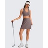 image:imageG4Free BareFeel Polo Collared Padded Sports Bra for Women V Neck Racerback Tennis Golf Tank TopsTaupe