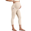 image:imageG4Free BareFeel Maternity Leggings with Pockets Over The Belly Stretchy Workout Yoga Pregnancy PantsLight Khaki
