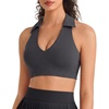 image:imageG4Free BareFeel Polo Collared Padded Sports Bra for Women V Neck Racerback Tennis Golf Tank TopsDark Gray