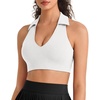 image:imageG4Free BareFeel Polo Collared Padded Sports Bra for Women V Neck Racerback Tennis Golf Tank TopsPure White