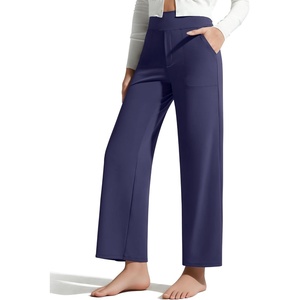 image:imageG4Free BareFeel 78 Length Wide Leg Yoga Pants for Women with Pockets High Stretch Waist Copped Pants CasualRoyal Blue
