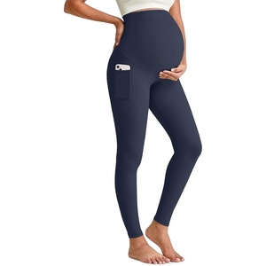 image:imageG4Free BareFeel Maternity Leggings with Pockets Over The Belly Stretchy Workout Yoga Pregnancy PantsDark Blue