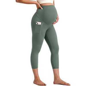 image:imageG4Free BareFeel Maternity Leggings with Pockets Over The Belly Stretchy Workout Yoga Pregnancy PantsGray Sage