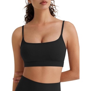 image:imageG4Free BareFeel Non Padded Adjustable Spaghetti Strap Sports Bra for Women Scoop Neck Wireless Tank Tops Casual Daily WearBlack