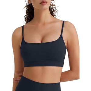 image:imageG4Free BareFeel Non Padded Adjustable Spaghetti Strap Sports Bra for Women Scoop Neck Wireless Tank Tops Casual Daily WearDark Navy