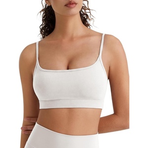 image:imageG4Free BareFeel Non Padded Adjustable Spaghetti Strap Sports Bra for Women Scoop Neck Wireless Tank Tops Casual Daily WearPure White