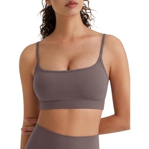 image:imageG4Free BareFeel Non Padded Adjustable Spaghetti Strap Sports Bra for Women Scoop Neck Wireless Tank Tops Casual Daily WearTaupe