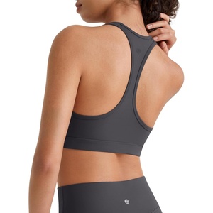 image:imageG4Free BareFeel Non Padded Racerback Sports Bra for Women  Scoop Neck Tank Tops Casual Yoga Light WorkoutDark Gray