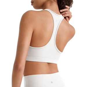 image:imageG4Free BareFeel Non Padded Racerback Sports Bra for Women  Scoop Neck Tank Tops Casual Yoga Light WorkoutPure White