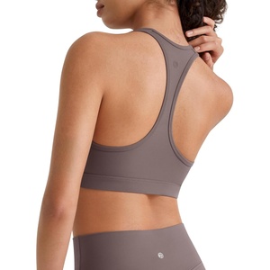 image:imageG4Free BareFeel Non Padded Racerback Sports Bra for Women  Scoop Neck Tank Tops Casual Yoga Light WorkoutTaupe