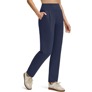 image:imageG4Free ShiftReady Ankle Womens Casual Pants with Pockets Tapered Front Pleated High Waist Trousers for Work Lounge TravelDark Navy