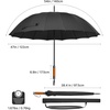 image:imageG4Free 54 Inch Strong Windproof Large Umbrella for Rain 16 Ribs Stick Umbrellas Auto Open Wooden Handle Travel Golf for Men WomenBlack