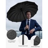 image:imageG4Free 54 Inch Strong Windproof Large Umbrella for Rain 16 Ribs Stick Umbrellas Auto Open Wooden Handle Travel Golf for Men WomenBlack