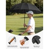 image:imageG4Free 54 Inch Strong Windproof Large Umbrella for Rain 16 Ribs Stick Umbrellas Auto Open Wooden Handle Travel Golf for Men WomenBlack