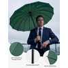 image:imageG4Free 54 Inch Strong Windproof Large Umbrella for Rain 16 Ribs Stick Umbrellas Auto Open Wooden Handle Travel Golf for Men WomenDark Green