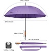 image:imageG4Free 54 Inch Strong Windproof Large Umbrella for Rain 16 Ribs Stick Umbrellas Auto Open Wooden Handle Travel Golf for Men WomenPurple