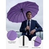 image:imageG4Free 54 Inch Strong Windproof Large Umbrella for Rain 16 Ribs Stick Umbrellas Auto Open Wooden Handle Travel Golf for Men WomenPurple