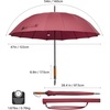 image:imageG4Free 54 Inch Strong Windproof Large Umbrella for Rain 16 Ribs Stick Umbrellas Auto Open Wooden Handle Travel Golf for Men WomenWine Red