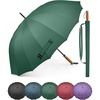 image:imageG4Free 54 Inch Strong Windproof Large Umbrella for Rain 16 Ribs Stick Umbrellas Auto Open Wooden Handle Travel Golf for Men WomenDark Green